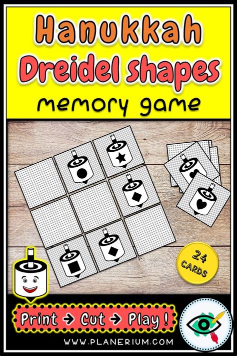 Hanukkah Memory Game Dreidels Shapes Planerium Dreidel Memory