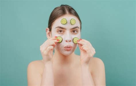 Beauty Treatments Facial Mask Skin Care Woman With Cucumber Slices On The Face Stock Image