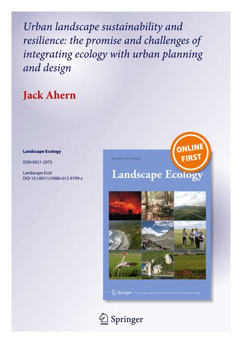 Pdf Urban Landscape Sustainability And Resilience The Promise And