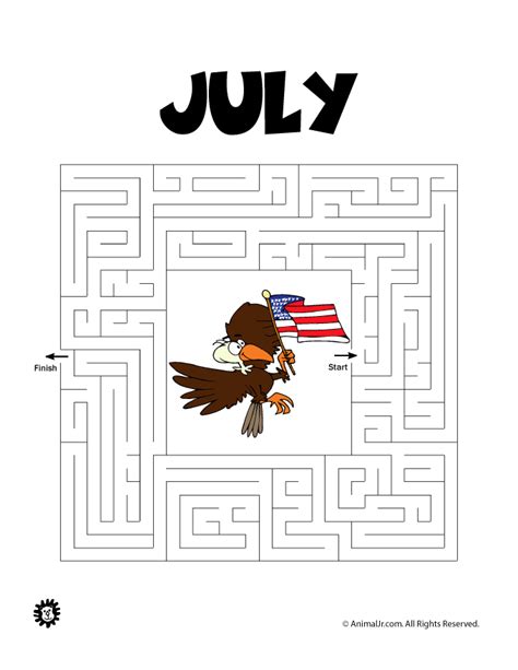 Animal Jr Printable Maze For July