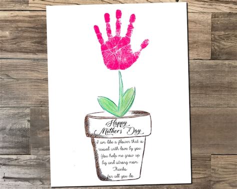 Mothers Day Handprint Craft Flower Pot Personalize With Etsy