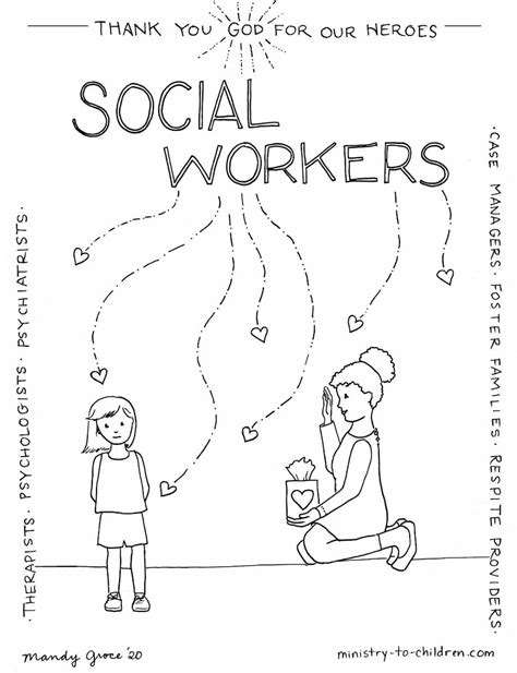 Coloring Page Social Workers Are Heroes Ministry To Children