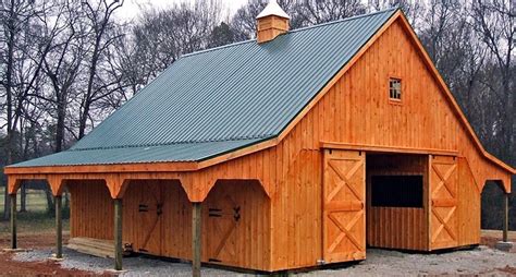 36x36 High Profile Modular Barn With Overhang And Metal Roof Upgrade