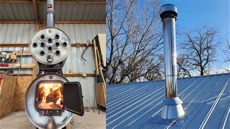 Installing A Wood Stove Chimney Through A Metal Roof Youtube