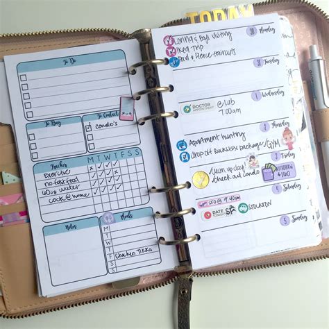 Free Planner Inserts Week On A Page With Trackers Planner