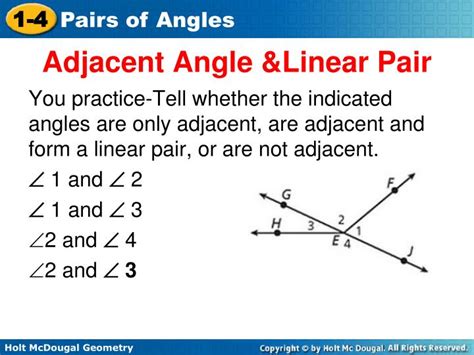 Ppt Objectives Identify Adjacent Angle And Linear Pair Identify And