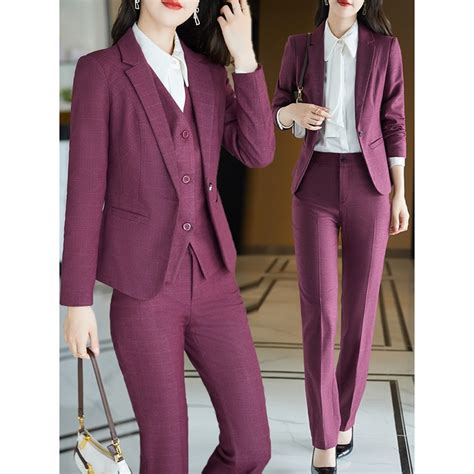 New 2023 Korean Style Business Attire Plaid Suit Women S Formal Work Clothes Fall Winter Fashion