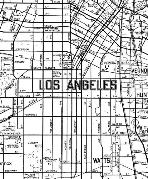 Los Angeles Map Street Map Vintage Etsy