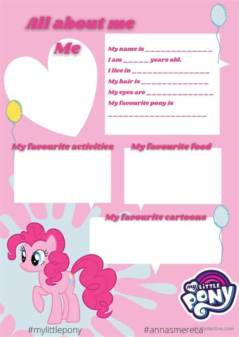 All About Me My Little Pony Pinki English Esl Worksheets Pdf And Doc