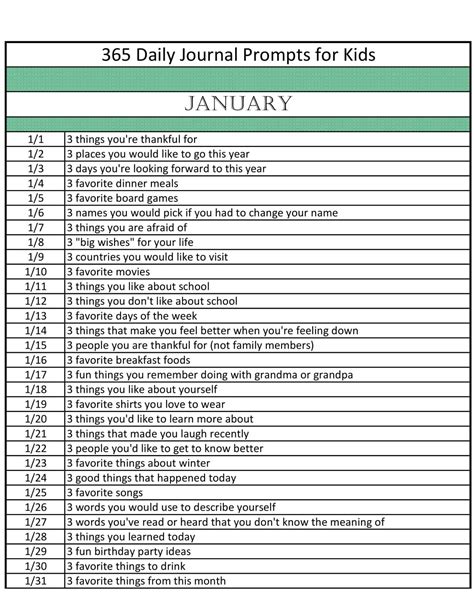 365 Fun Journal Prompts for Kids
