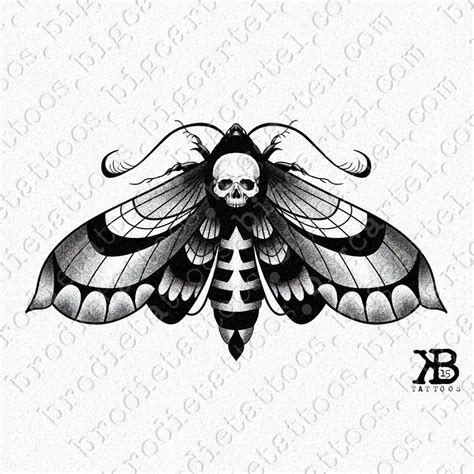 Death Head Moth Tattoo Flash