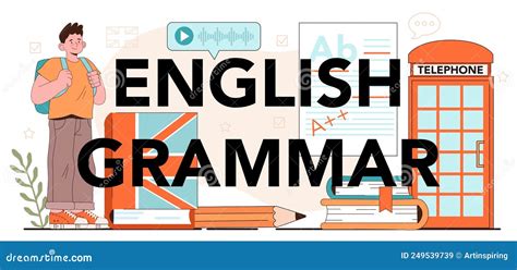 English Grammar Typographic Header Study Foreign Languages In School