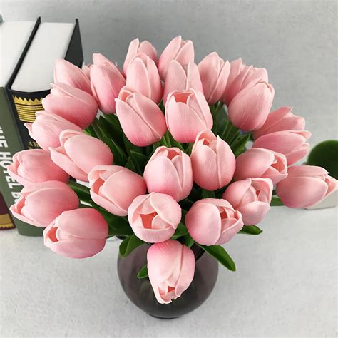 10pcs lot tulip artificial flower cute plastic bouquet real touch flowers for home wedding