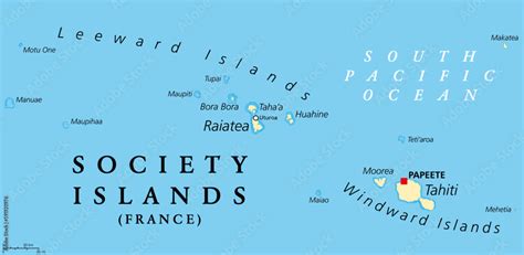 Society Islands Political Map Group Of Volcanic Islands In French