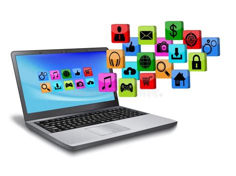 Laptop With Application Icon Editorial Stock Image Illustration Of