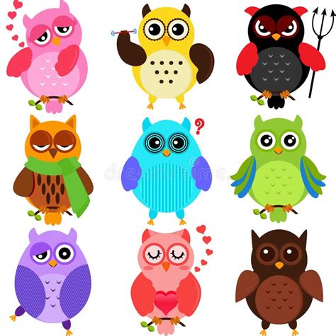 Colorful Owls Stock Vector Illustration Of Clip Beak 28186101