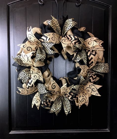 Burlap Wreaths For Front Door Leopard Print Ribbon Rustic Etsy Burlap Wreath Diy Burlap