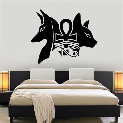 Attractive Vinyl Wall Decal Ancient Egyptian Gods Anubis Bastet Eye Of Horus Sticker Egyptian