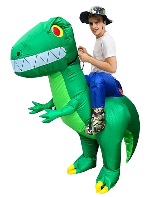 Mens Inflatable Ride On Giant Dinosaur Costume Rider Animal Adult Blow