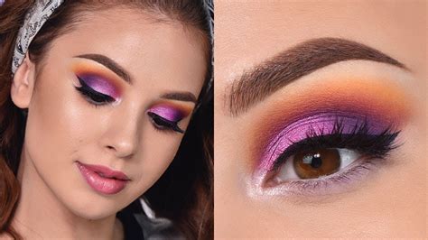 Fun Colorful Summer Makeup Tutorial Orange Purple And Pink Smokey