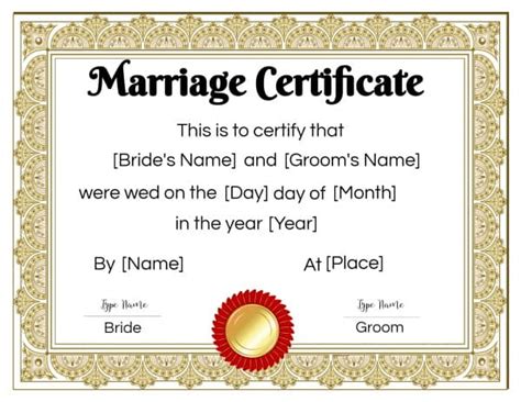 Template Fake Printable Fillable Marriage Certificate Emsekflol Com