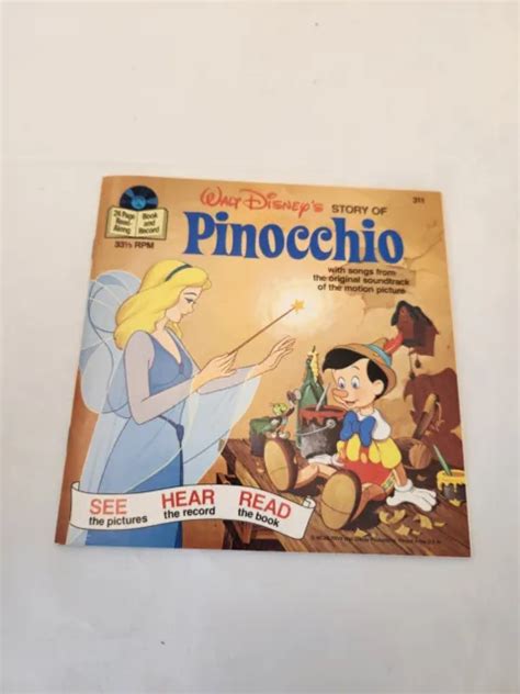 1977 Walt Disneys Story Of Pinocchio 24 Page Read Along Book And
