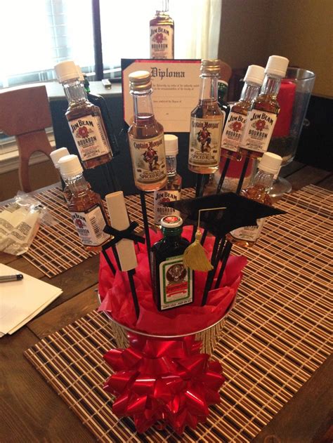 Gift card in a graduation cap box. Alcohol bouquet for a guy graduating college | My Own ...