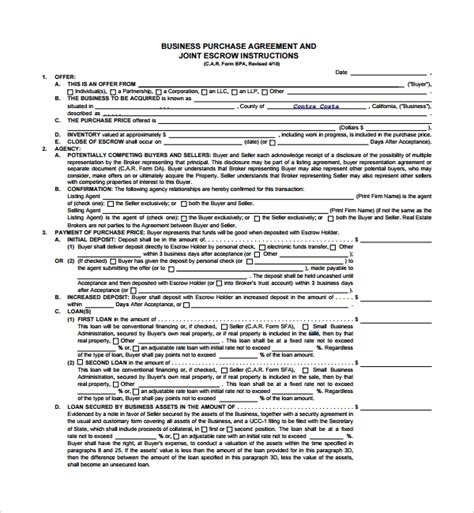 Sample Business Sale Agreement 8 Free Documents Download In Pdf Word