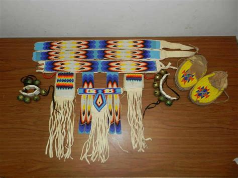 Vintage Indian Pow Wow Beaded 4 Piece Set Belt Native American Regalia