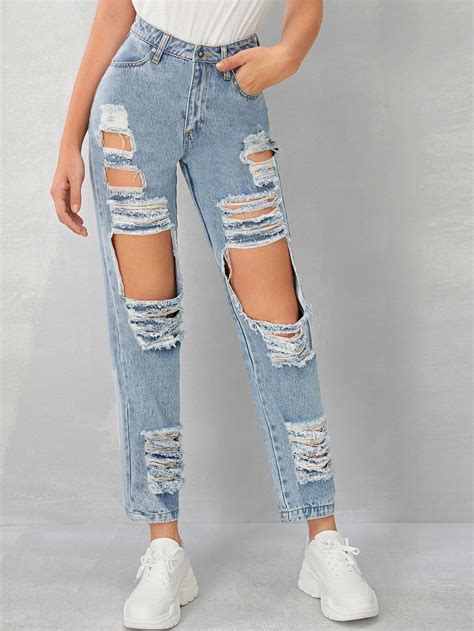 Tight Jeans Wearingjeanstips Ripped Mom Jeans Cute Ripped Jeans