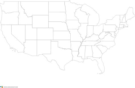 Download Hd United States Mainland Ouline Map With States Usa States