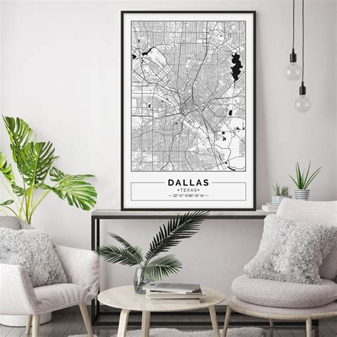 Downtown Dallas Map Print Dallas Map Poster Dallas Wall Art Etsy