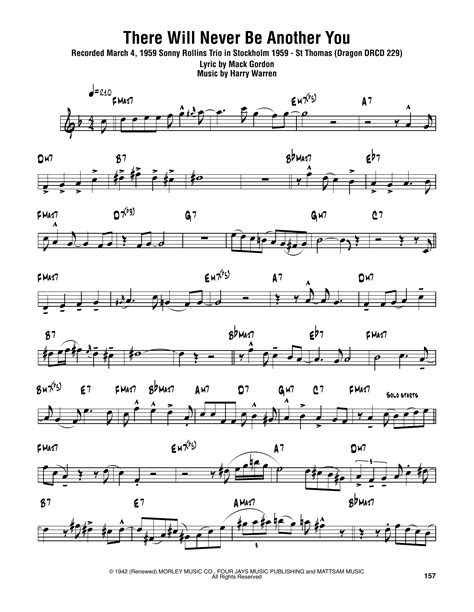 Sonny Rollins There Will Never Be Another You Sheet Music Download Pdf Score 374325