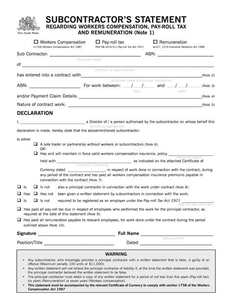 Subcontractor Statement Fill Out And Sign Online Dochub