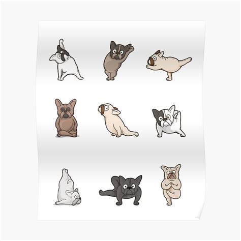 French Bulldog Yoga Poses Graphic Poster By Ugrcollection Redbubble