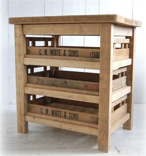 Reclaimed Antique Apple Crate Island Unit From Eastburn Country