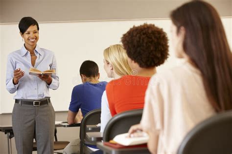 African American Teacher Teaching At Front Of Class Stock Image Image Of Racial Horizontal
