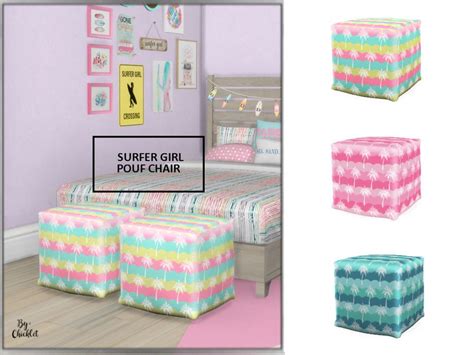 Chicklets Surfer Girl Pouf Chair Girls Furniture Sims 4 Cc Furniture
