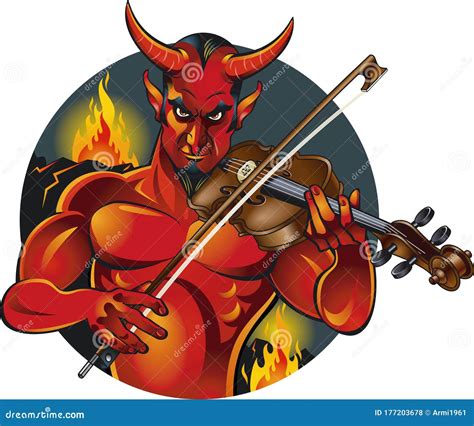 The Devils Plays The Fiddledevil Playing Violin Stock Vector