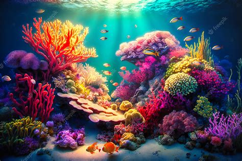 Premium Photo A Thriving Underwater Coral Reef Teeming With Colorful