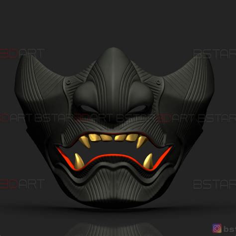 Japanese Tengu Smile Hannya Mask Oni Demon Mask 3d Printed Samurai Mask