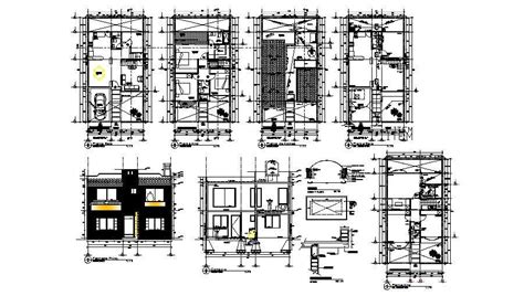 House Elevation Section Floor Plan Structure And Auto
