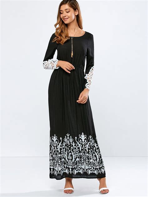 [20 Off] 2021 Long Sleeves Casual Maxi Dress In Black Zaful