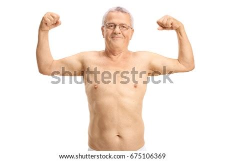 Shirtless Senior Man Gesturing Showing Body Stock Photo Shutterstock