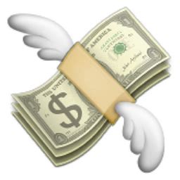 Currency used to symbolize that money is powerful this is money flying away. 💸 Money with Wings Emoji (U+1F4B8)
