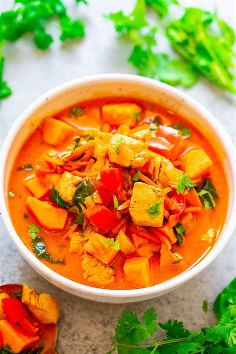Thai Coconut Curry Chicken Soup Easy Ready In 30 Minutes Healthy
