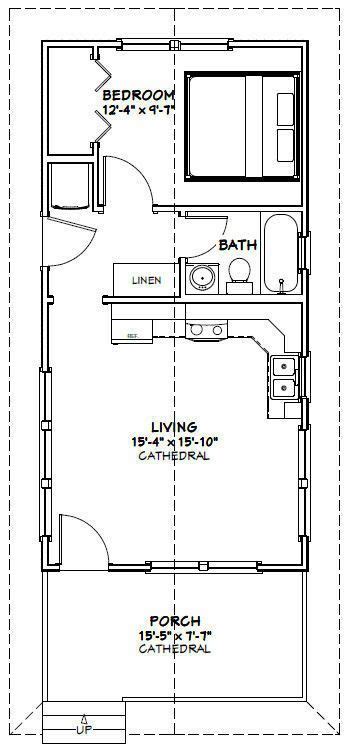 16x32 Tiny House 511 Sq Ft Pdf Floor Plan Model 2f Ebay