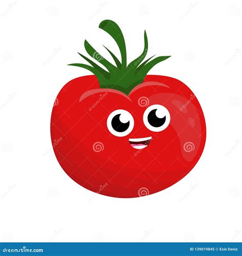 Funny Happy Tomatoes Vegetable Drawing Illustration Isolated Stock