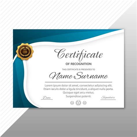 Modelo De Diploma Certificado Elegante Abstrato Com Design De Onda