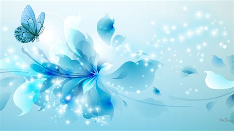 Aqua Flower Butterfly Abstract Blue Shine Fleur Lily